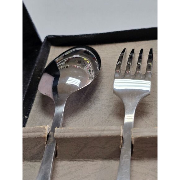 Vintage Zilmeta Gero Stainless Steel Spoon & Fork Set In Box - Picture 8 of 9